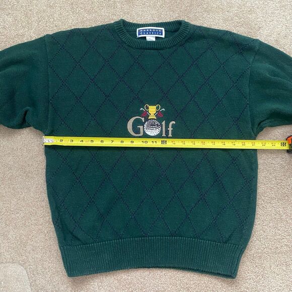 Vintage Harbour Classics Embroidered Cottagecore Hunter Green Sweater Golf Med - Picture 5 of 12